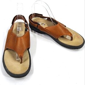 Teva Salani Thong Ankle Strap Leather Sandals Camel 7